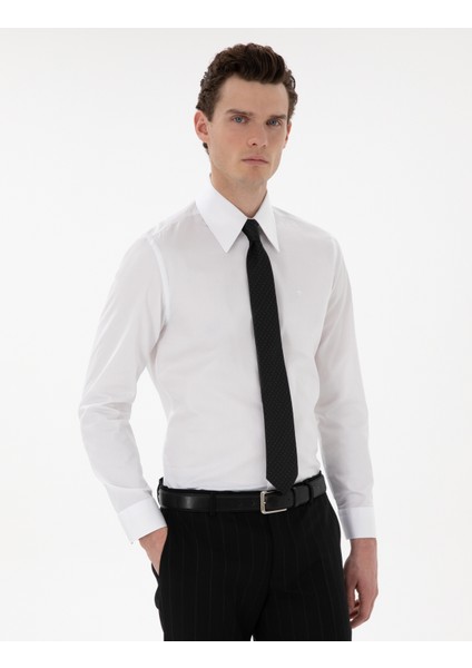 Erkek Beyaz Slim Fit Uzun Kollu Gömlek 50307951-VR013