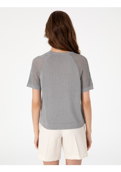 Kadın Gri Regular Fit Triko Tişört 50306873-VR024