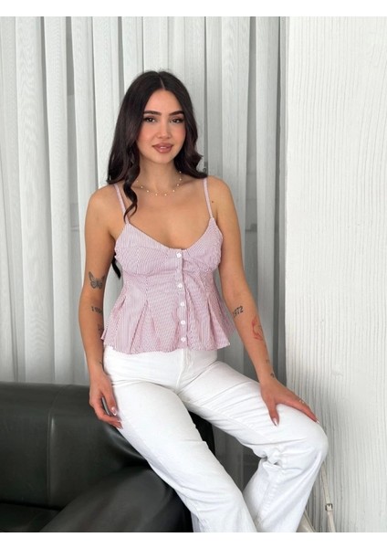 Askılı Dekolte Deraylı Crop - Kırmızı fırsatları