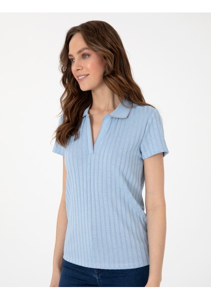Kadın Açık Mavi Slim Fit Basic Tişört 50306039-VR003 modelleri