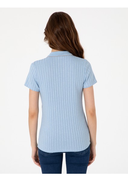 Kadın Açık Mavi Slim Fit Basic Tişört 50306039-VR003 indirimleri