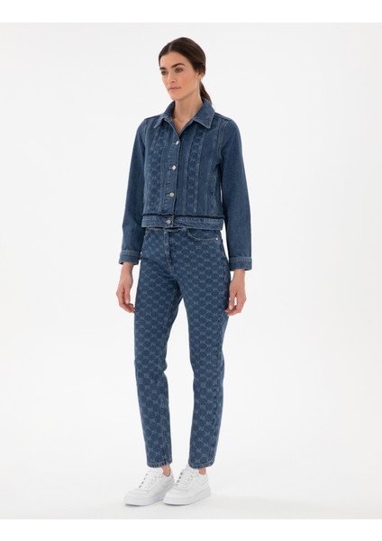 Kadın Koyu Mavi Mom High Waist Jean Pantolon 50306931-VR032
