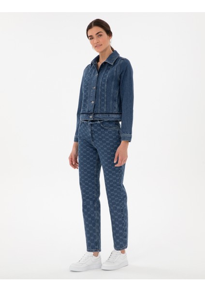 Kadın Koyu Mavi Mom High Waist Jean Pantolon 50306931-VR032 modelleri