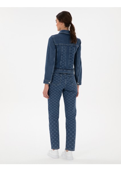 Kadın Koyu Mavi Mom High Waist Jean Pantolon 50306931-VR032 fırsatları