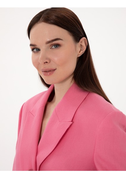 Kadın Pembe Comfort Fit Keten Ceket 50299991-VR041 fiyatları
