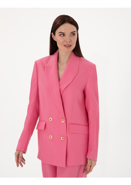 Kadın Pembe Comfort Fit Keten Ceket 50299991-VR041 modelleri