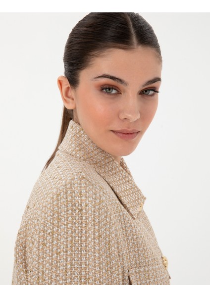 Kadın Bej Crop Top Ceket 50300056-VR011 fiyatları