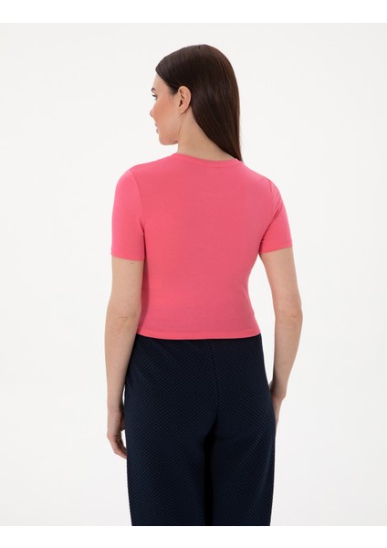 Kadın Pembe Regular Fit Crop Tişört 50306945-VR041