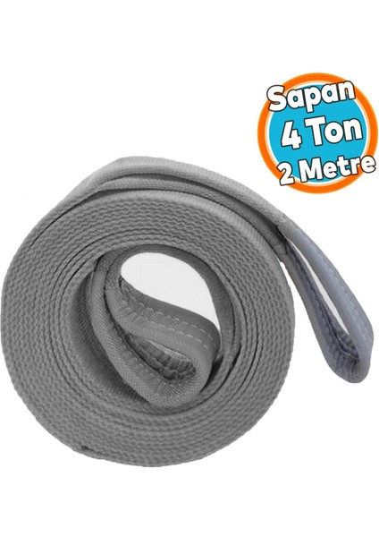 Yük Kaldırma Sapan Polyester Spanzet 4 Ton 2 Metre Gri Sağlam Taşıma Indirme Araç Çekme Halat