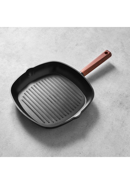 Oslo Granit Grill Tava 28 cm Ahşap
