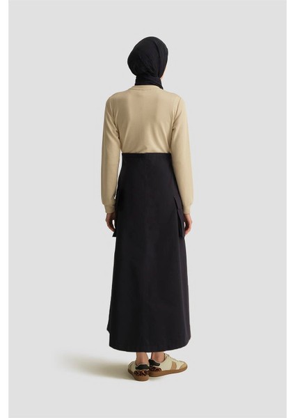 Paraşüt Kumaş Mix Örme Elbise ORTD9437 Lacivert