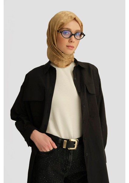 İki Cepli Oversize Gömlek 25YH3443 Siyah