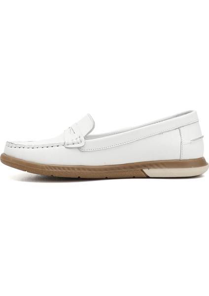 Kadın Beyaz Rok Hakiki Deri Comfort Loafer modelleri