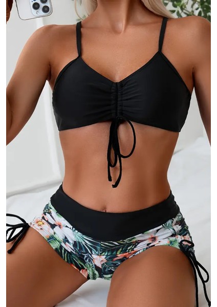 Büzgü Ayarlı Baskılı Bikini Takımı modelleri