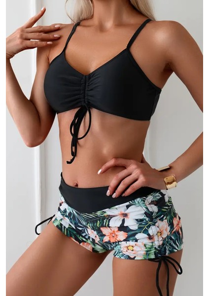 Büzgü Ayarlı Baskılı Bikini Takımı fırsatları