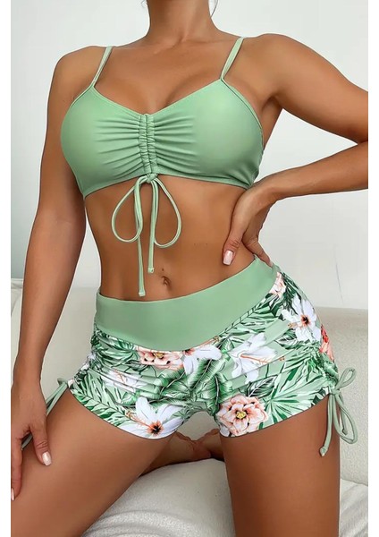 Büzgü Ayarlı Baskılı Bikini Takımı modelleri