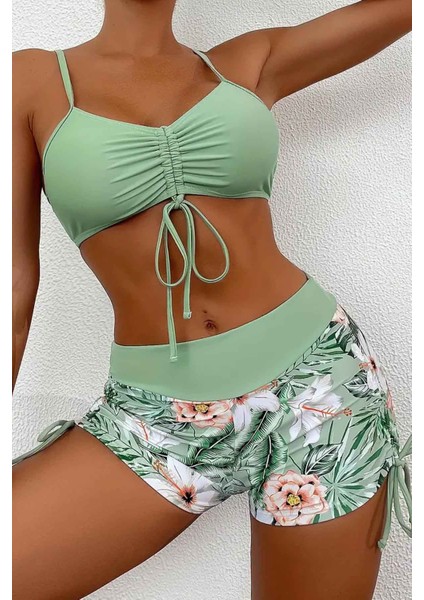Büzgü Ayarlı Baskılı Bikini Takımı indirimleri