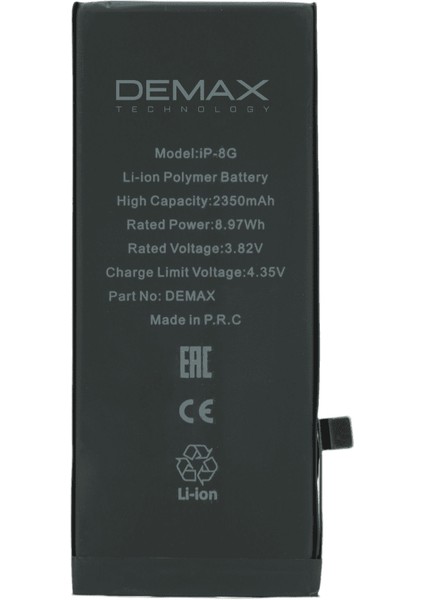 Demax Apple iPhone 8 Güçlendirilmiş Yüksek Kapasiteli Batarya 2350 Mah