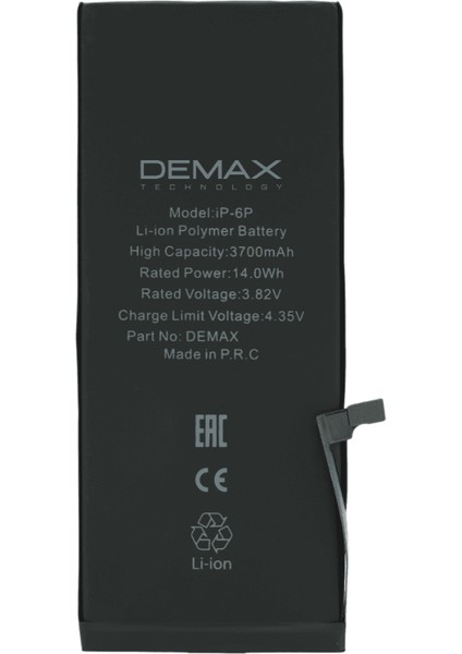Demax Apple iPhone 6 Plus Güçlendirilmiş Yüksek Kapasiteli Batarya 3700 Mah