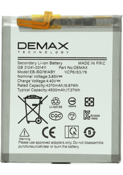 Demax Samsung Galaxy S20 Lite Güçlendirilmiş Batarya EB-BG781ABY