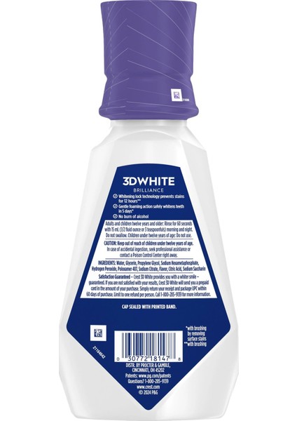 3dwhite Brilliance Stain Prevention Alkolsüz Ağız Bakım Suyu 473 ml