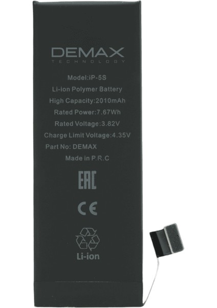 Demax Apple iPhone 5s Güçlendirilmiş Yüksek Kapasiteli Batarya 2010 Mah