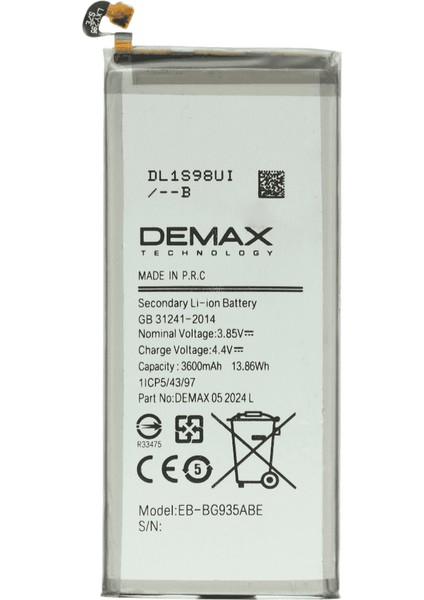 Demax Samsung Galaxy S7 Edge Güçlendirilmiş Batarya EB-BG935ABE