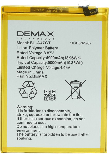 Demax General Mobile GM23 Güçlendirilmiş Batarya BL-A47CT