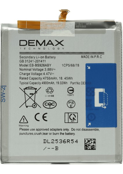 Demax Samsung Galaxy S24 Plus Güçlendirilmiş Batarya EB-BS926ABY