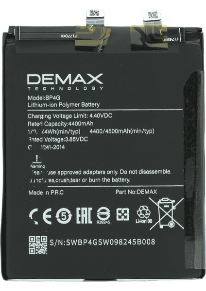 Demax Xiaomi Mi 13 Güçlendirilmiş Batarya BP4G