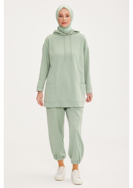 Üst Bedeni Kuplu ve Dikiş Detaylı Pantolonlu Takım 22K6514 Çağla fiyatları