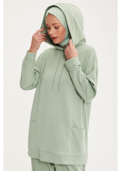 Üst Bedeni Kuplu ve Dikiş Detaylı Pantolonlu Takım 22K6514 Çağla modelleri