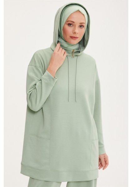 Üst Bedeni Kuplu ve Dikiş Detaylı Pantolonlu Takım 22K6514 Çağla fırsatları