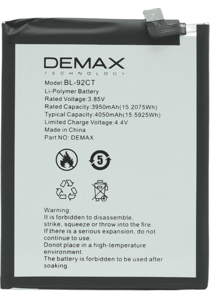 Demax General Mobile GM20 Pro Güçlendirilmiş Batarya BL-92CT