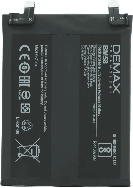 Demax Xiaomi Mi 11T Pro Güçlendirilmiş Batarya BM58