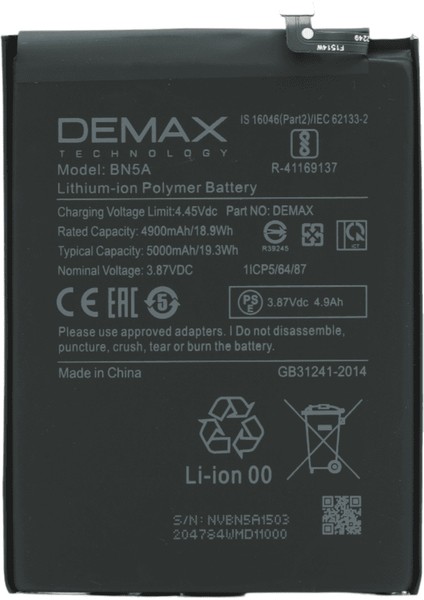 Demax Xiaomi Redmi Note 10 5g Güçlendirilmiş Batarya BN5A