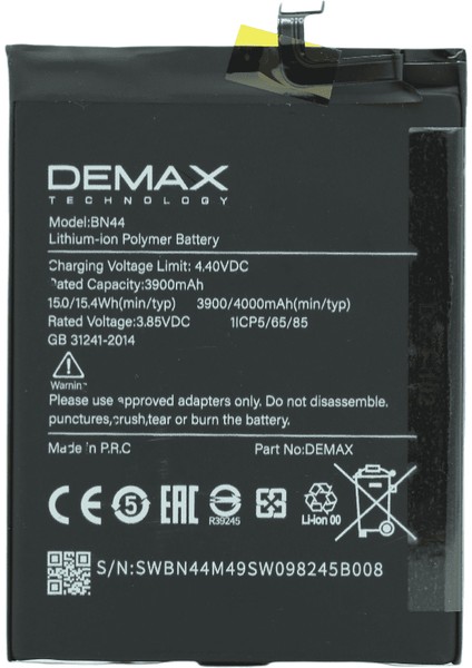 Demax Xiaomi Redmi 5 Plus Güçlendirilmiş Batarya BN44