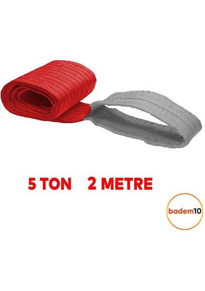 Yük Kaldırma Sapan Polyester Spanzet 5 Ton 2 Metre Kırmızı Sağlam Taşıma Indirme Araç Çekme Halat