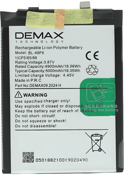 Demax Infinix Zero 30 Güçlendirilmiş Batarya BL-49PX
