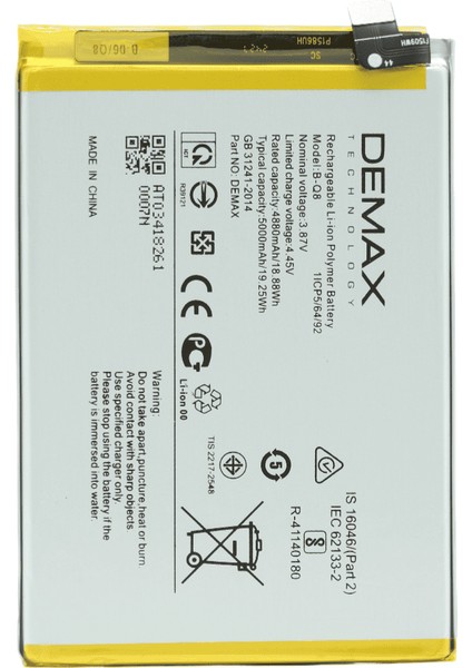 Demax Vivo Y53S Güçlendirilmiş Batarya B-Q8