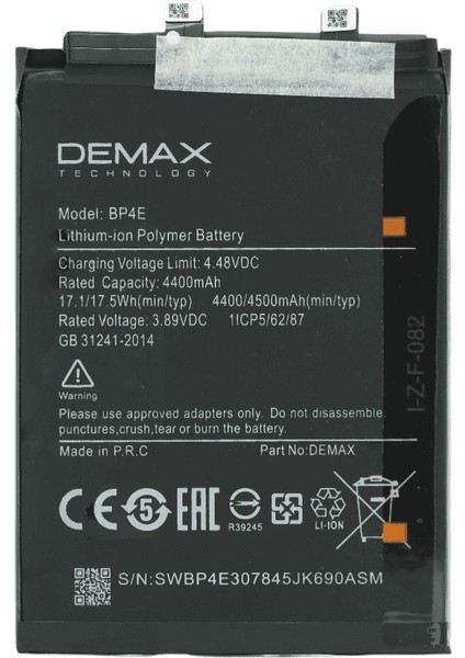 Demax Xiaomi Mi 13 Lite Güçlendirilmiş Batarya BP4E