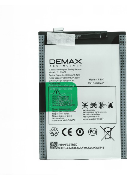 Demax Alcatel 3x 2019 Güçlendirilmiş Batarya TLP038C7