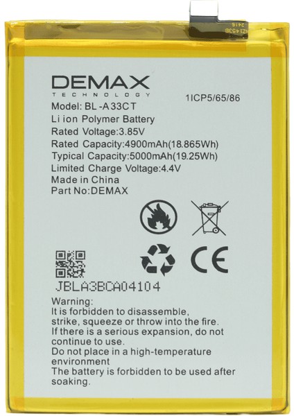 Demax General Mobile GM22 Güçlendirilmiş Batarya BL-A33CT