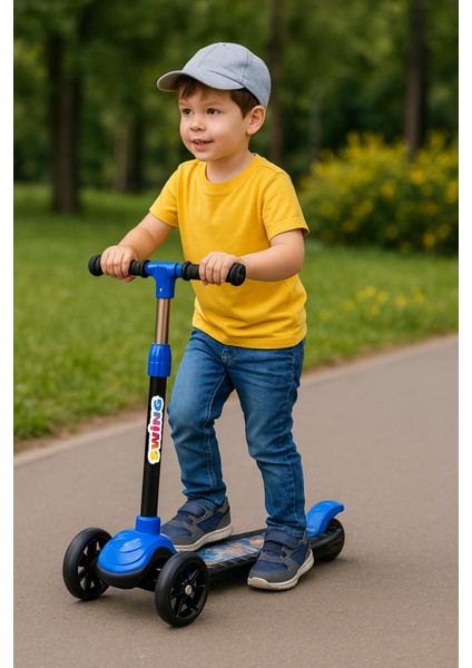 Swing Işıklı 3 Tekerlekli Scooter Mavi