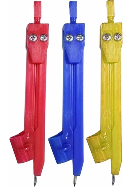 Plastik Pergel 3 Adet Renkli Plastik Pergel Ekonomik Okul Teknik Çizim Kurşun Kalem Yuvalı