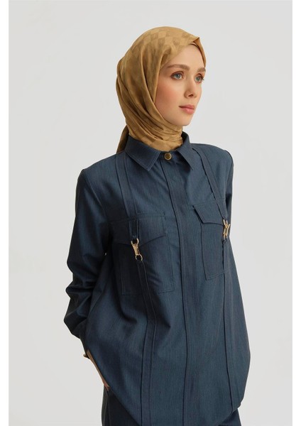 Dikiş Detaylı Denim Ceket 25YD4241-1 Indigo