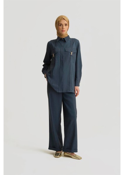 Dikiş Detaylı Denim Ceket 25YD4241-1 Indigo fiyatları