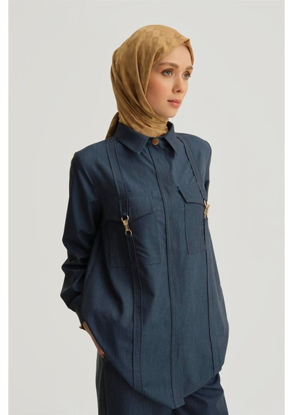 Dikiş Detaylı Denim Ceket 25YD4241-1 Indigo modelleri