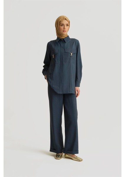 Dikiş Detaylı Denim Ceket 25YD4241-1 Indigo fırsatları