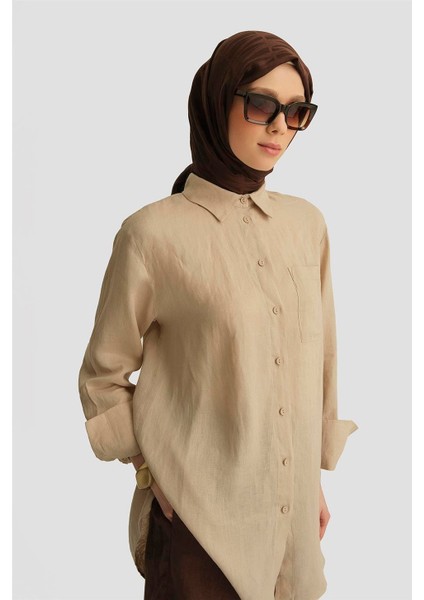 Keten Tunik 25YD4231-1 Bej fiyatları